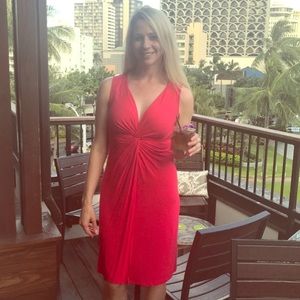 BCBG red V neck dress - S fits M